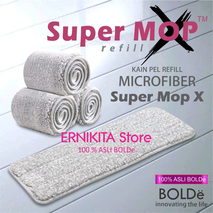 BOLDe KAIN PEL SUPERMOP X - Refill Kain Pel Microfiber Alat Pel Model Flat Mop