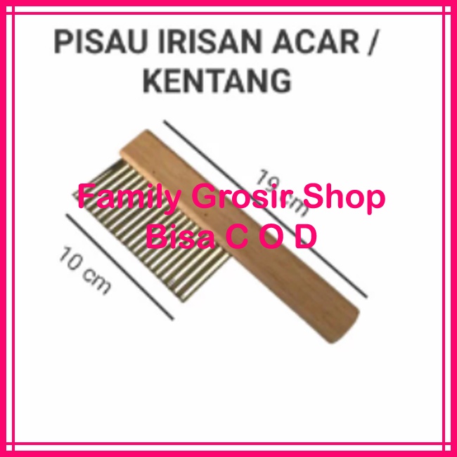 Pisau Irisan Acar Gagang Kayu / Pisau Acar Buah Puding Bergerigi