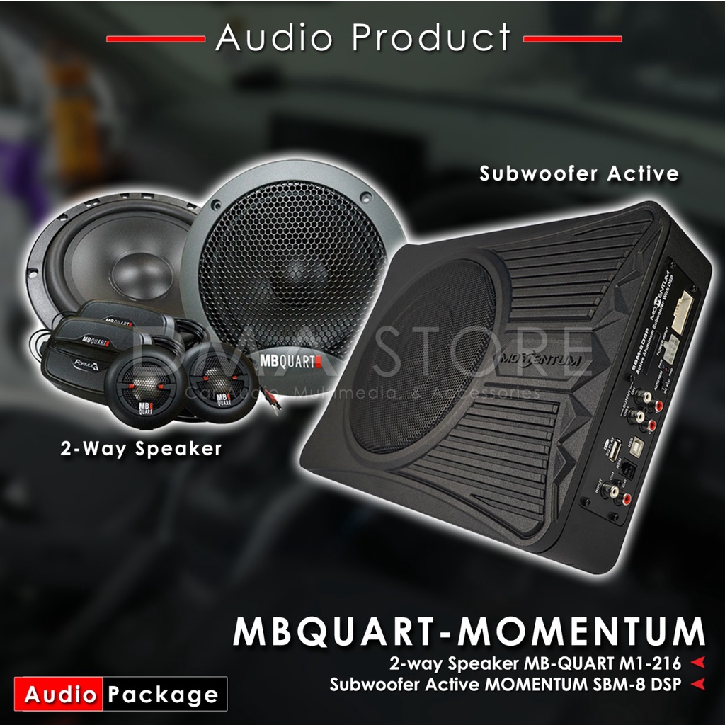 Paket Audio II (Speaker 2 way - Subwoofer kolong - DSP) Speaker Mb Quart M1-216 & Sub Kolong Momentu