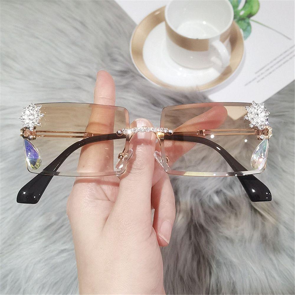 Lily Rimless Sunglasses Trending UV Protection Cool Eyewear y2k Kacamata Matahari