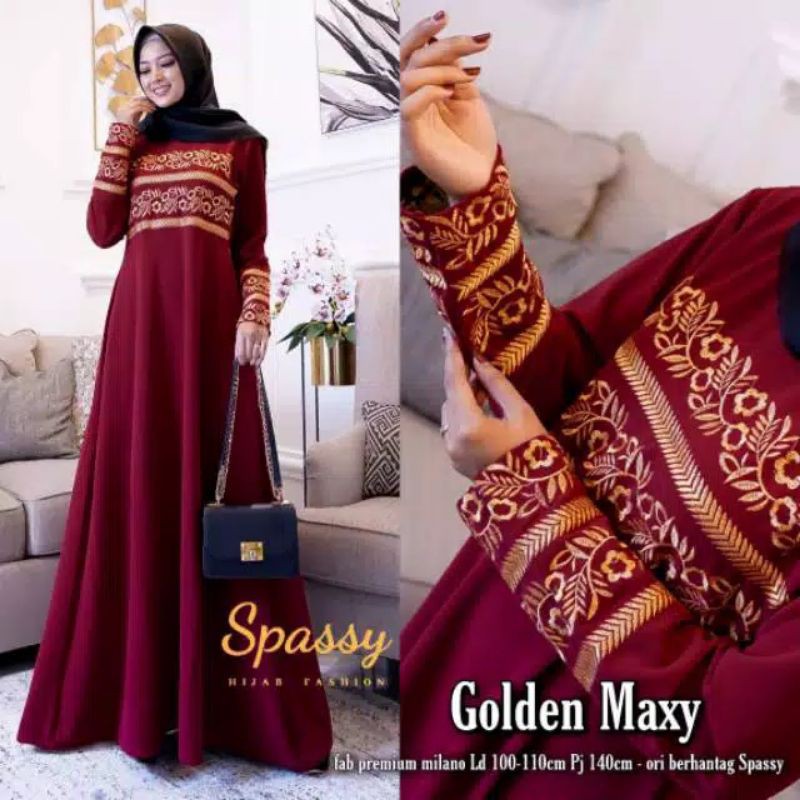 SPASSY DRESS MUSLIM WANITA GOLDEN MAXY
