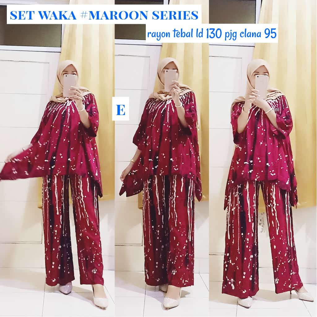 Set Kulot waka sibori marun aisyah mat rayon super