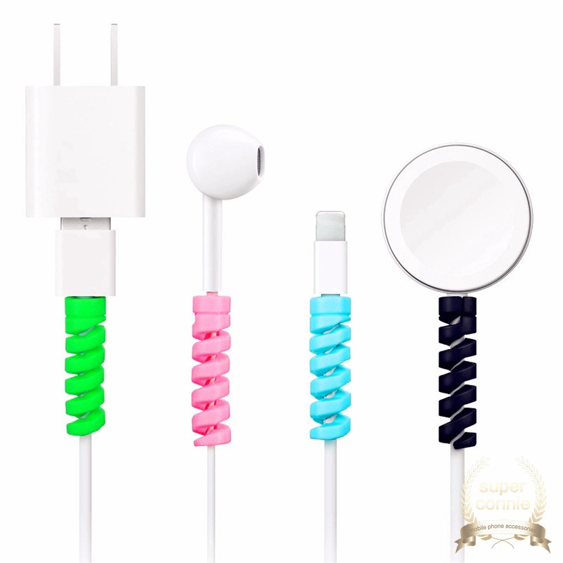 1pc Kabel Data Spiral Bahan Silikon Warna Permen Untuk Semua Telepon