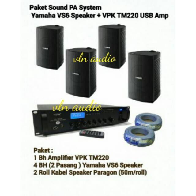Paket sound speaker YAMAHA VS.6 + ampli VPK TM-220.USB(ORIGINAL)