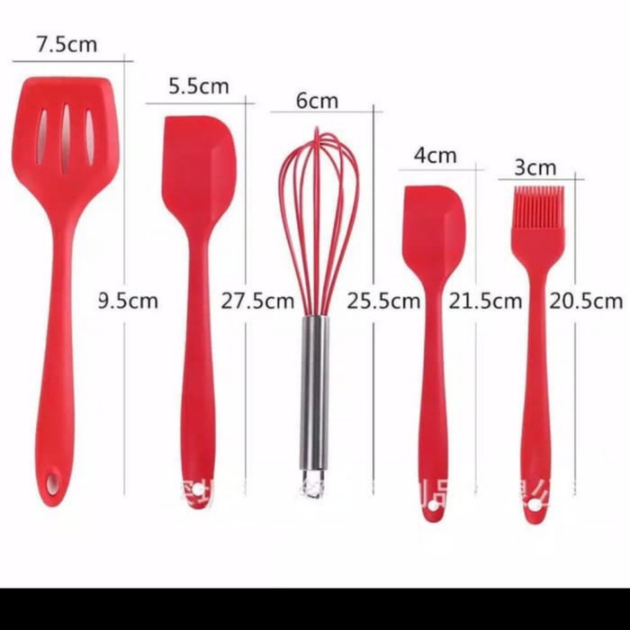 Set Alat Masak Silikon (Isi 5 pcs) / Spatula / Sutil Silikon Food Grade Tahan panas