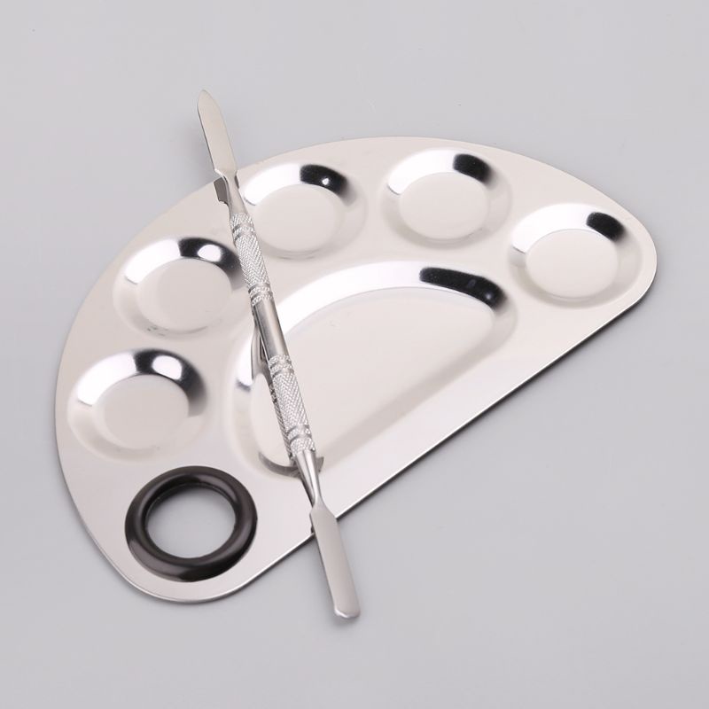 Mary Set Spatula Batang Pencampur Nampan Palet Cat Bahan Stainless Steel Untuk Nail Art Supply Sc