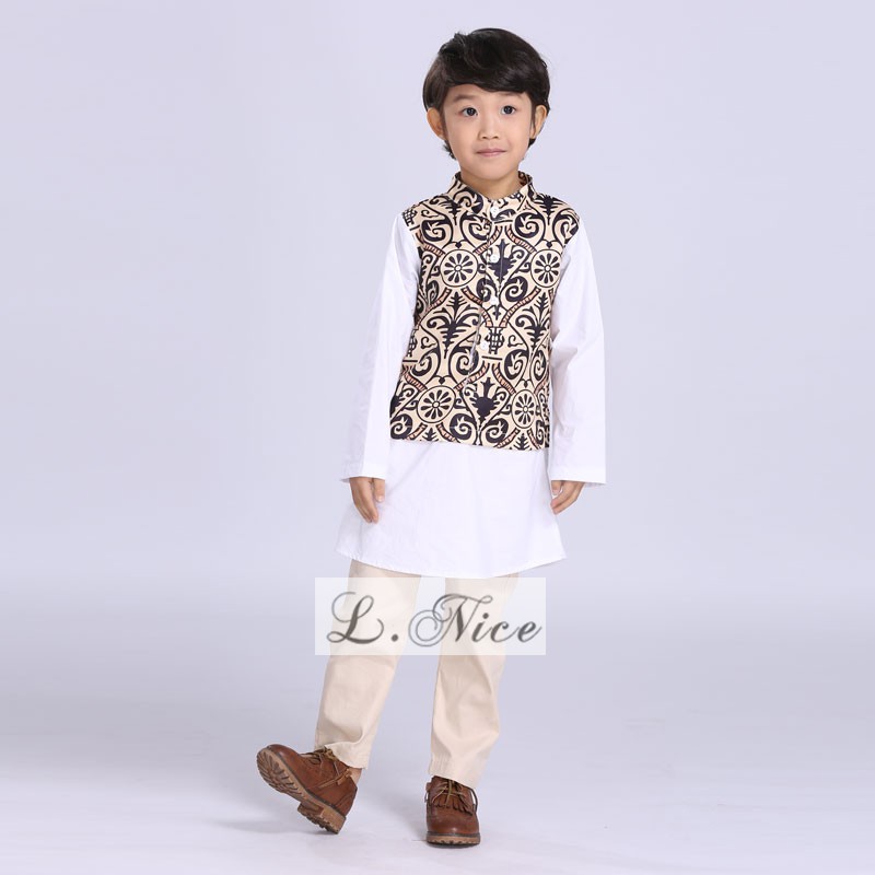 Setelan Baju Koko Anak Cowok Motif Batik Set 2in1 (top, celana)