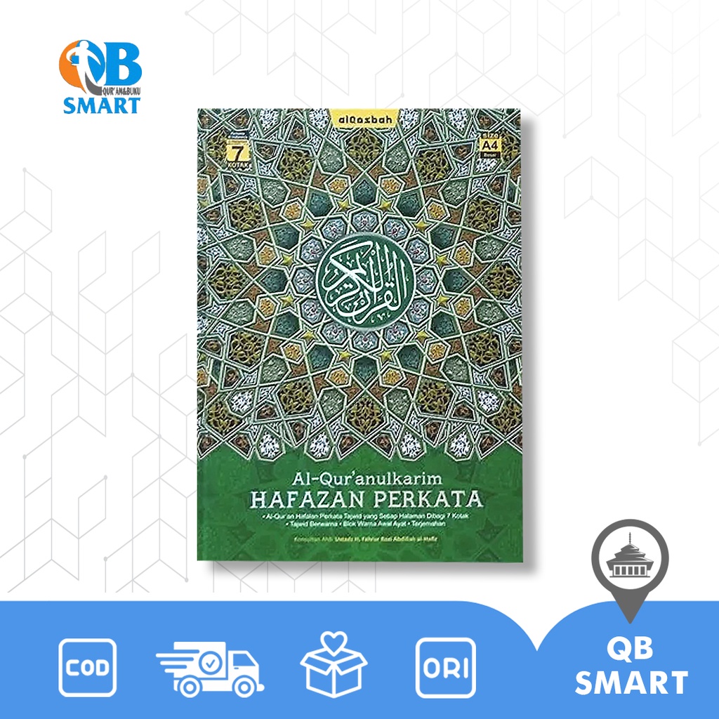AL QURAN ALQOSBAH HAFAZAN 7 BLOK TERJEMAHAN PERKATA A4 REGULER WARNA HIJAU