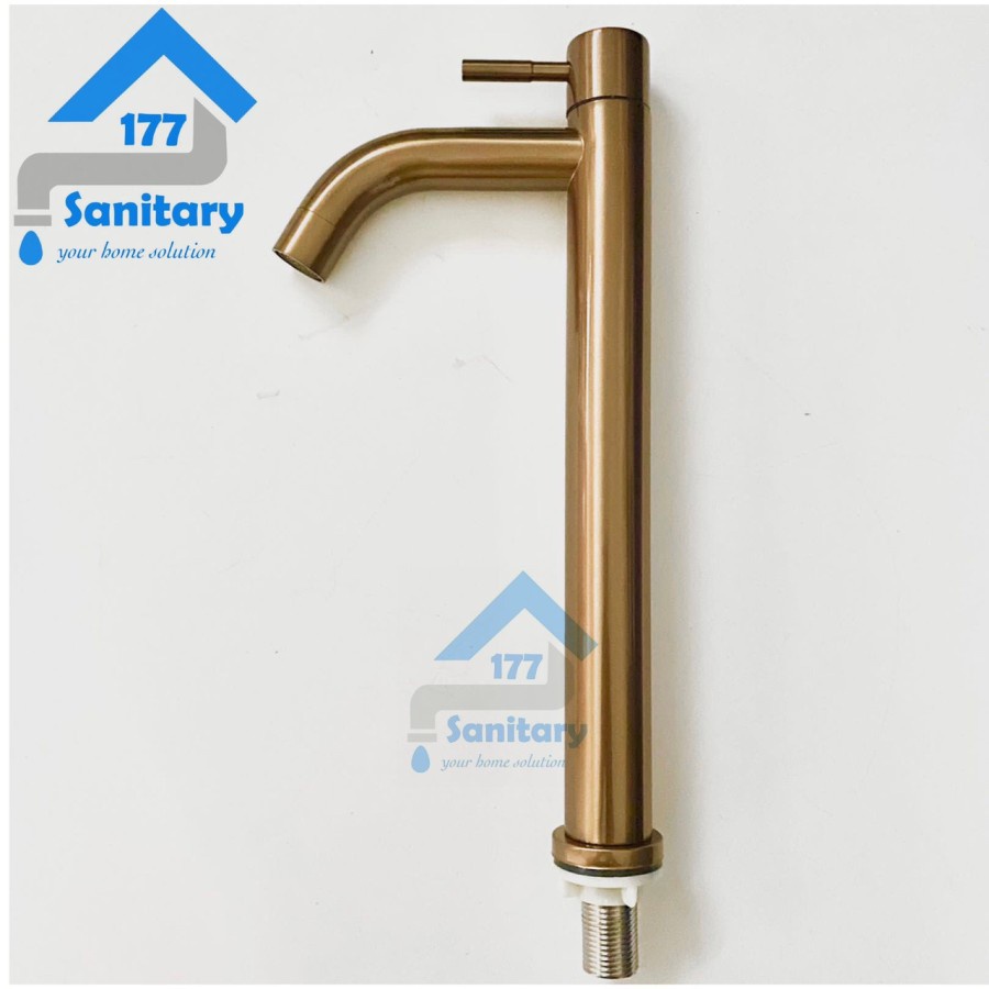 Kran Wastafel Tinggi Stainless 304 Brown - Keran air Sink Washtafel Cuci Tangan Basin Faucet Gold 16B