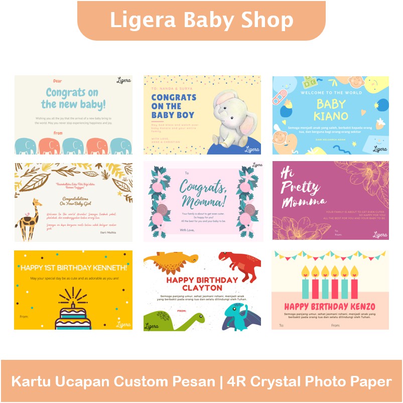 Kartu Ucapan Besar Premium Custom Ligera Baby Shop (cetak di Kertas Foto Crystal 4R)