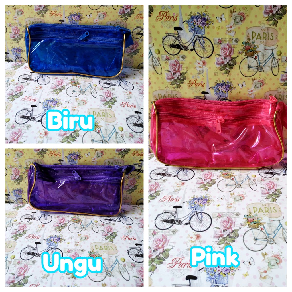Tas Pouch Transparan Serbaguna - Oval PVC Bening (Besar) 19