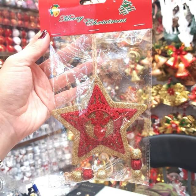 Bintang Gold Merah Angel Hiasan Parcel Kue Natal Dekorasi Pohon Murah