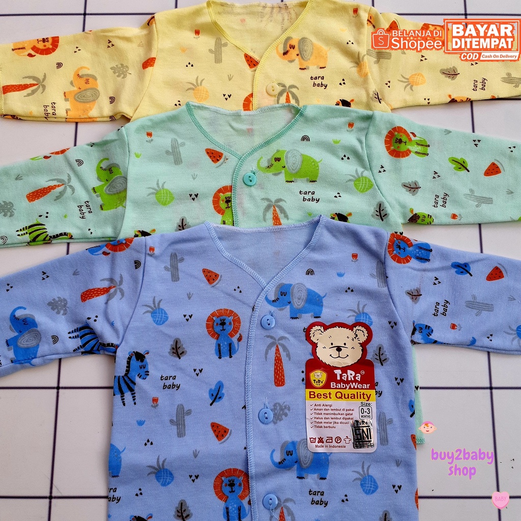 Baju bayi piyama panjang Tara Cute Forest Series 0-3 Bulan 3 PCS