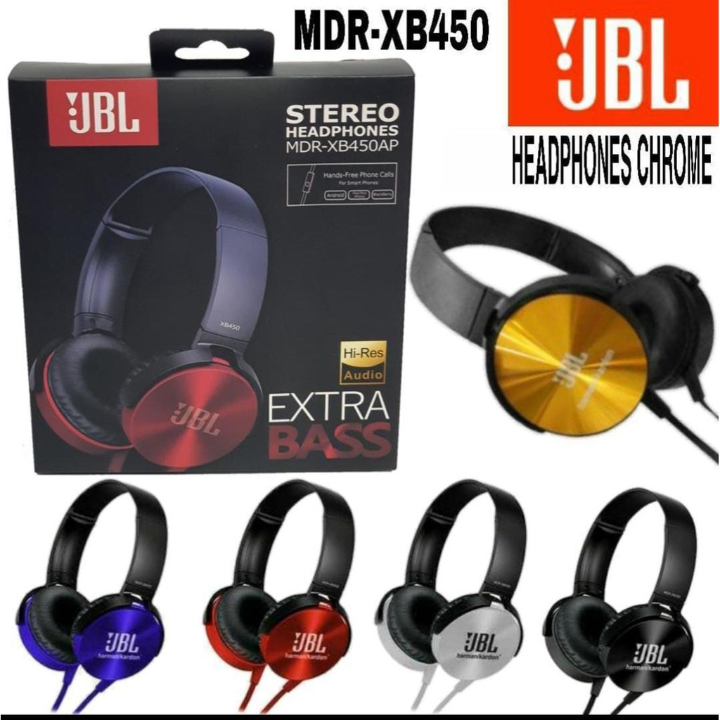 Headphone Bluetooth JBL MDR-XB450 Pure Bass Headset Bluetooth with mic bando XB 450