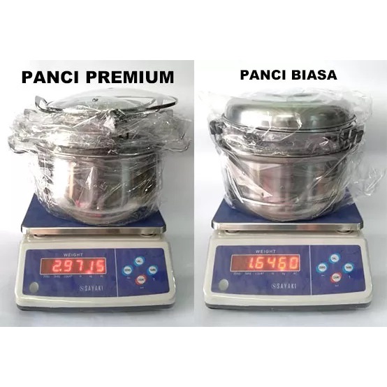 Panci dan Steamer Set Stainless Tebal 12 pcs