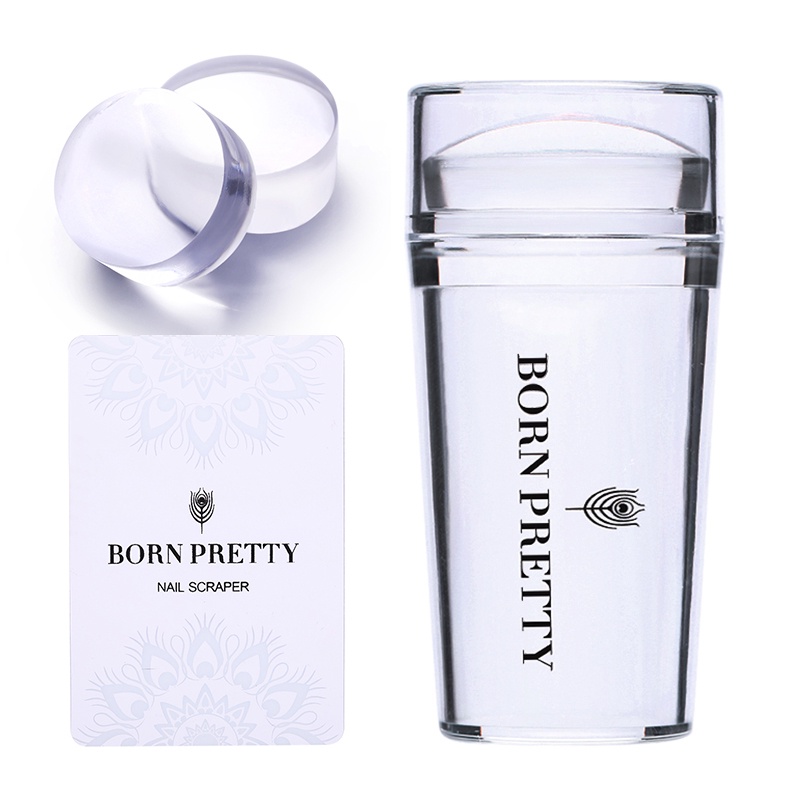 Born PRETTY Stempel Kuku Bahan Silikon Jelly Transparan Dengan Tutup Untuk Nail Art