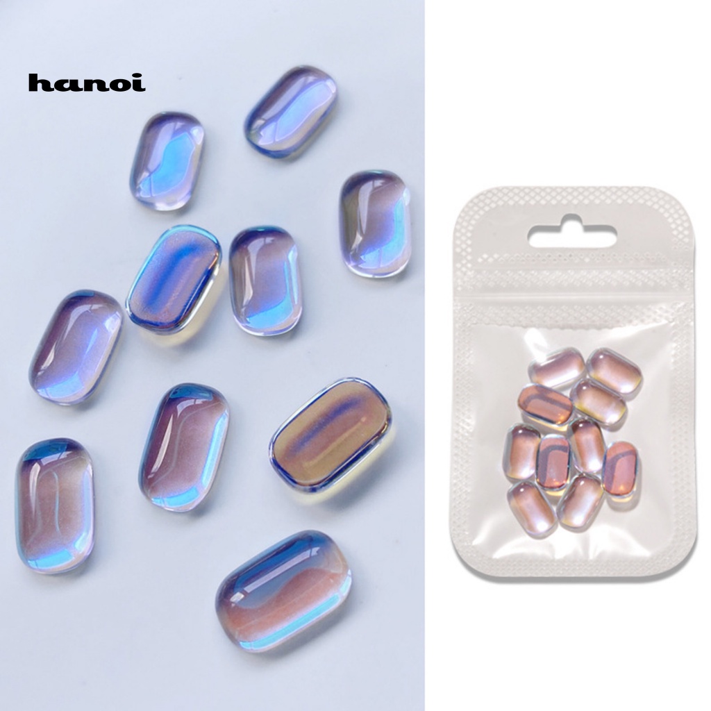 Han_ 10Pcs / Set Ornamen Kristal Imitasi Multiwarna Untuk Dekorasi Nail Art