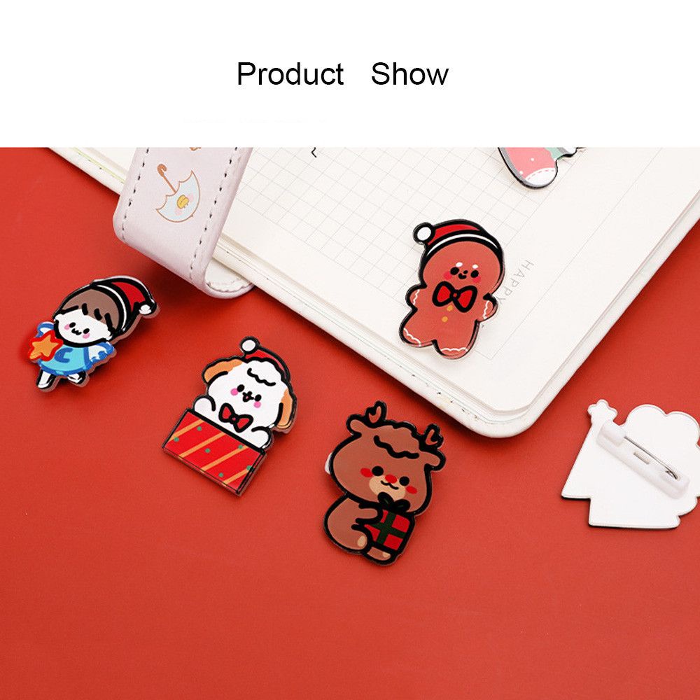 Bros Pin Desain Santa Claus Snowman Elk Natal Bahan Akrilik Untuk Wanita