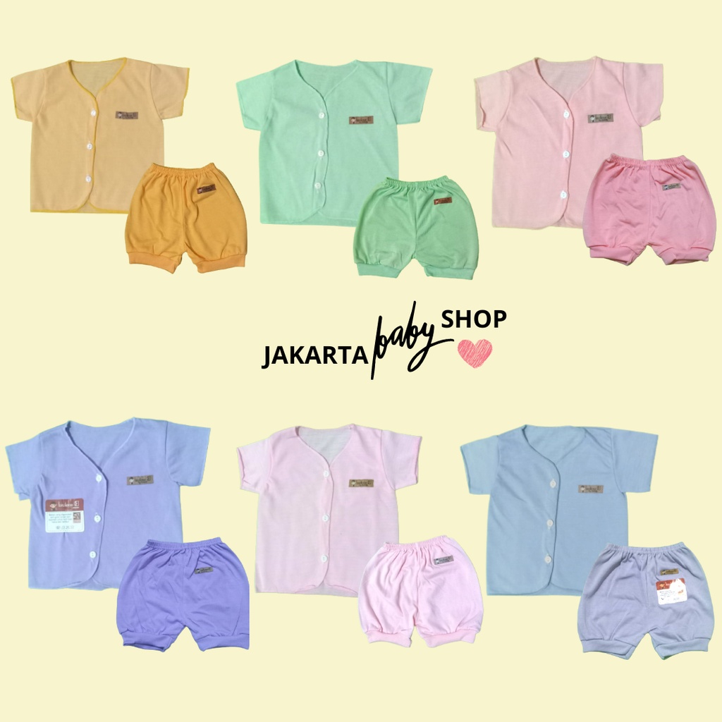 SETELAN BAJU BAYI BARU LAHIR LENGAN PENDEK + CELANA PENDEK LUSIANA E 651111+652201