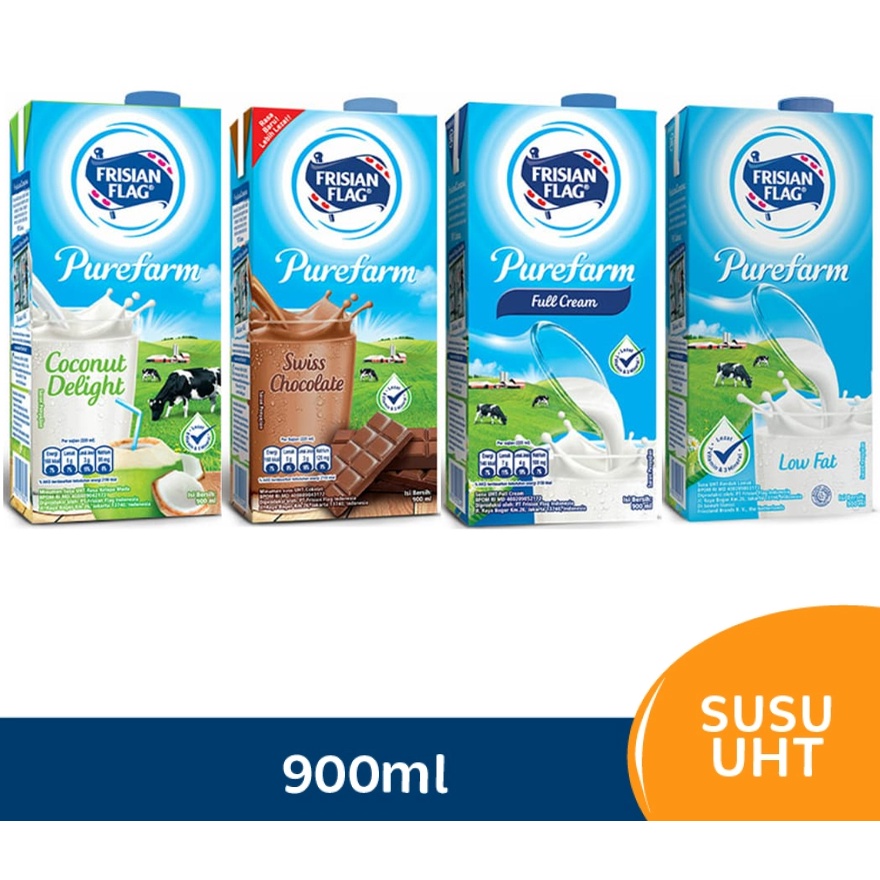 

Frisian Flag Purefarm UHT 900ml 900 ml Coklat Coconut Full Cream Low Fat susu milk