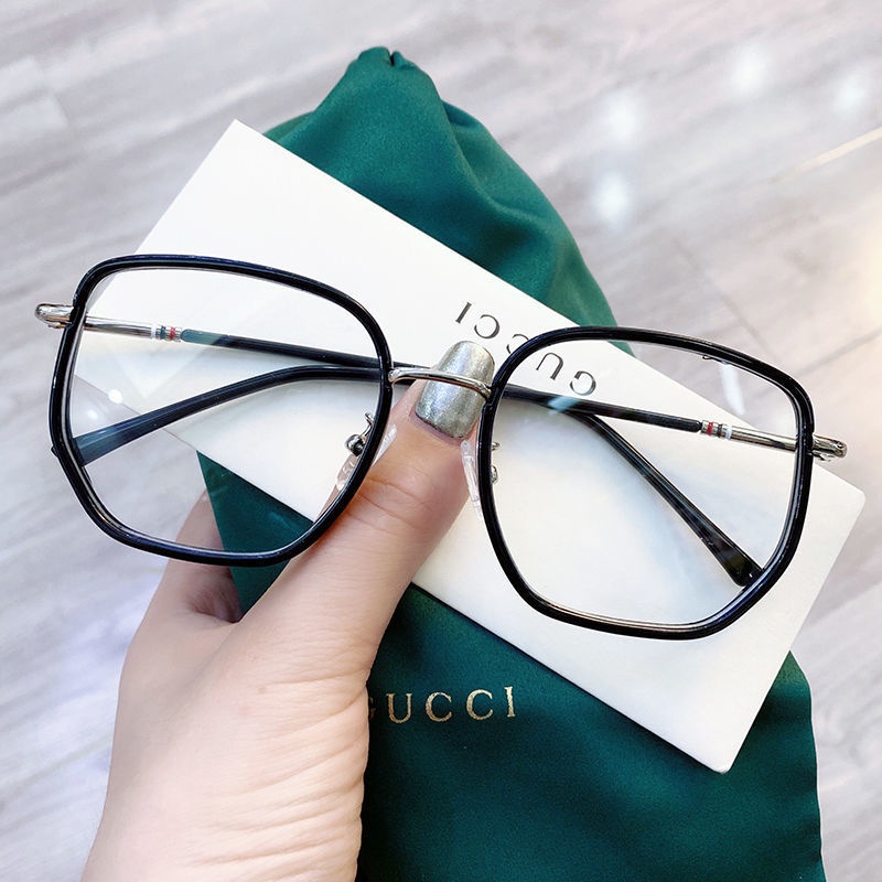 【Support wholesale】COD Korean version of irregular large frame glasses frame retro green female round face Eyeglasses D713