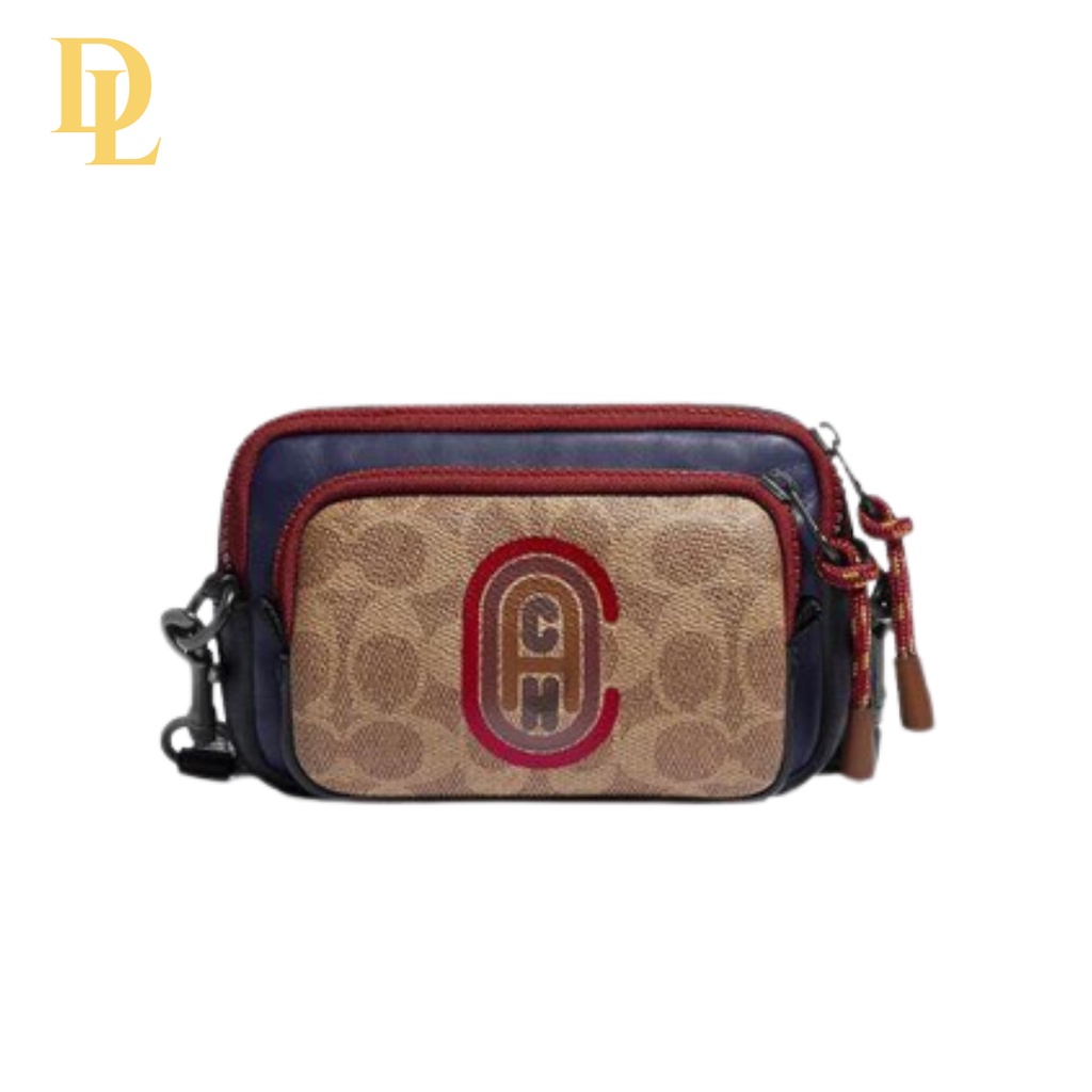 Pacer Convertible Double Pouch In Colorblock Signature Canvas With Coach Patch (Coach 89478)