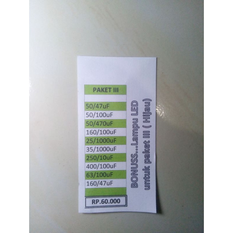 Kapasitor elco paketan tuser