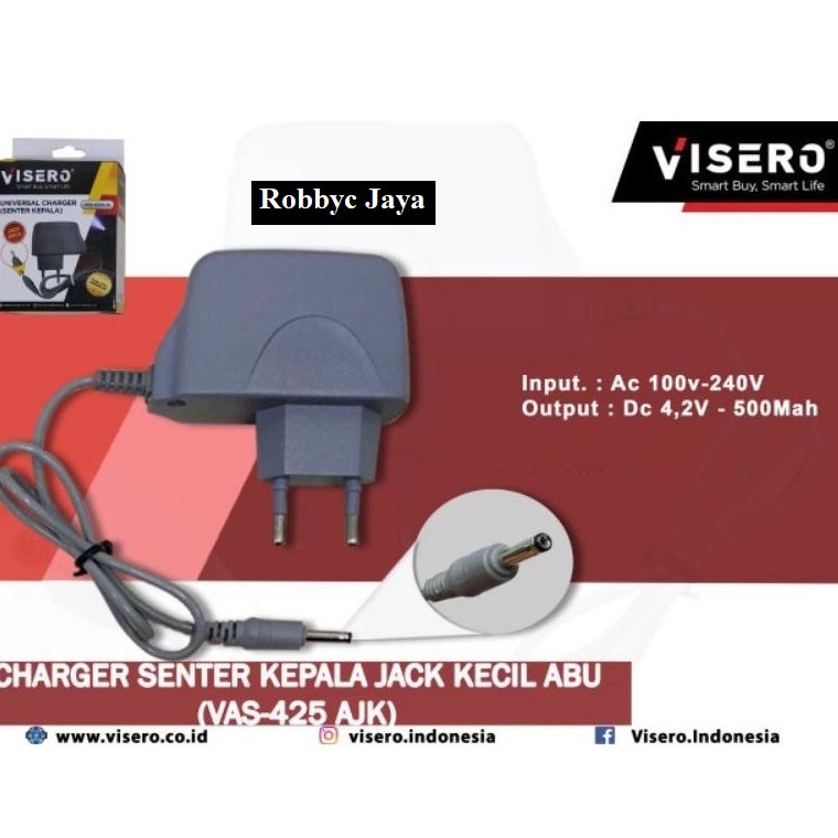 VISERO Universal Charger Adaptor Senter Kepala / Senter SWAT Jack Kecil