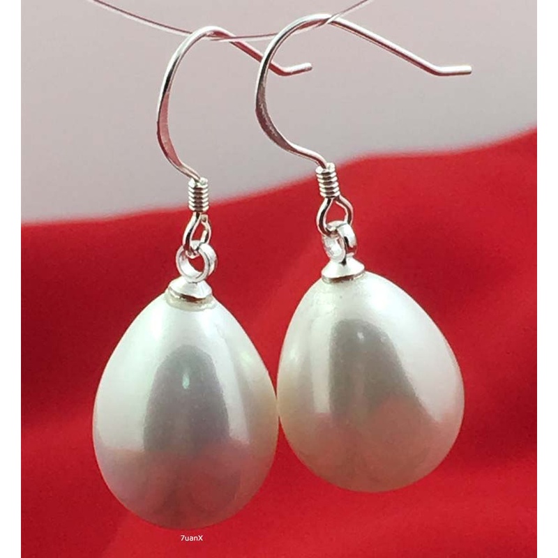 1 Pasang Anting Kait Gantung Sterling Silver 925 Hypoallergenic Hias Mutiara Air Tawar Untuk Wanita