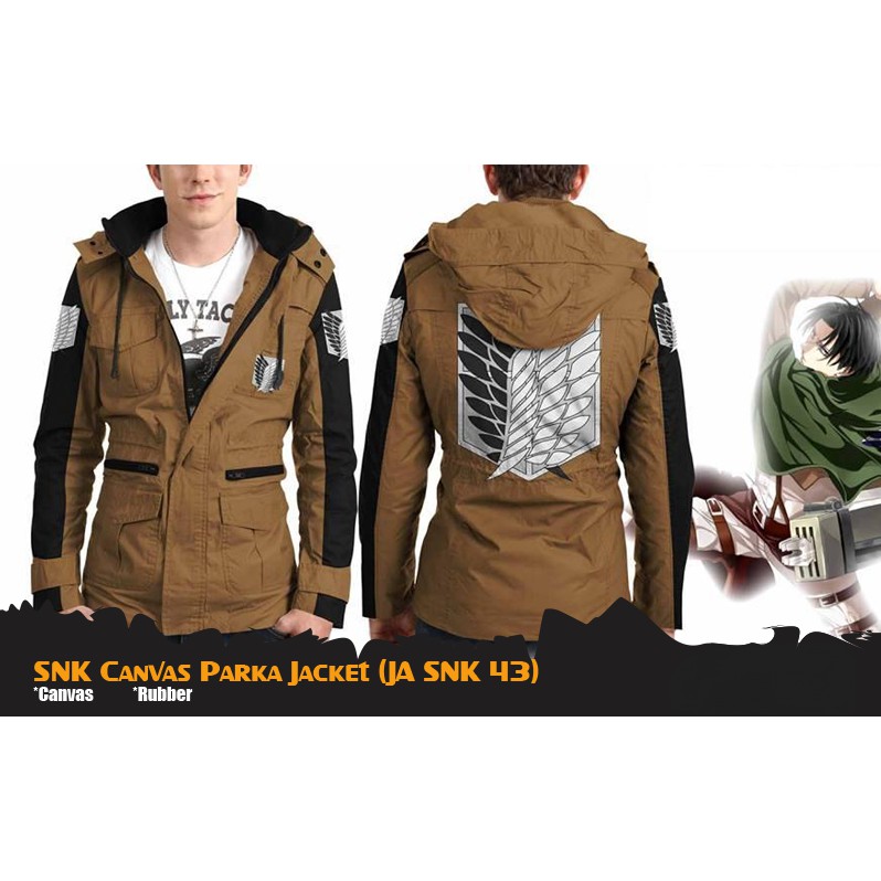 Jaket Pria Canvas Hoodie Distro Anime Attack on Titan Recon Corps Parka - JA SNK 43