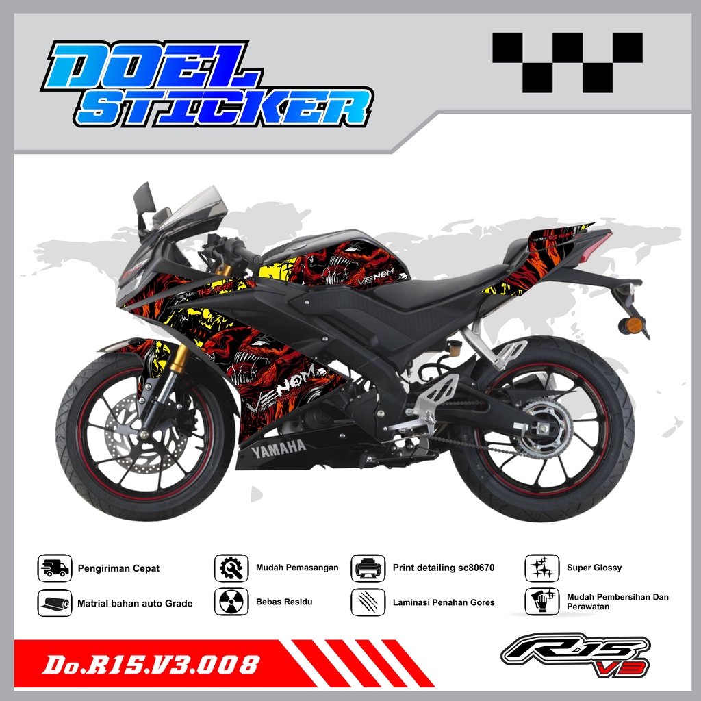 STICKER STRIPING R15 V3 - STICKER STRIPING SEMI FULL LIST VARIASI HOLOGRAM , CROME R15 V3 DOEL 008