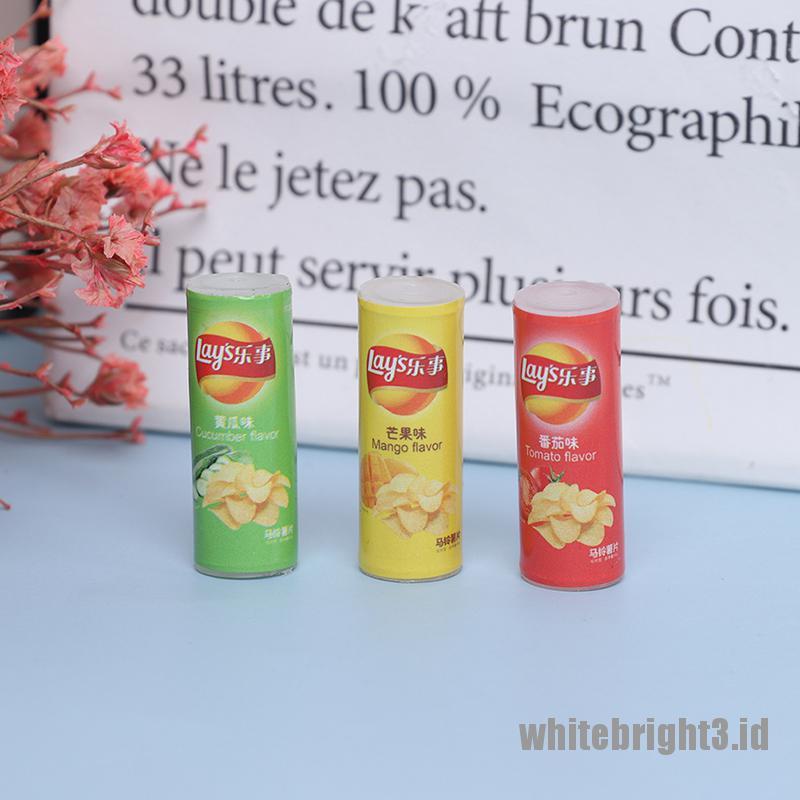 (white3) 3pcs Miniatur Botol Keripik Kentang Skala 1: 12 Untuk Dekorasi Dapur Rumah Boneka