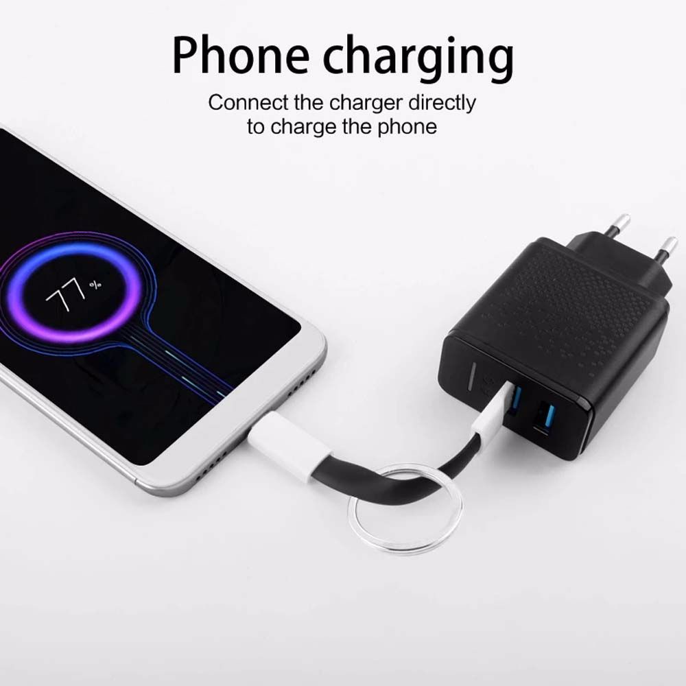 QUINTON Protable Usb C Cable Android Micro Usb Cable Short Magnetic Keychain Cable Sync Data Type C Fast Charger Lighting Cord IOS Cable 2 In 1 Charging Data Cord