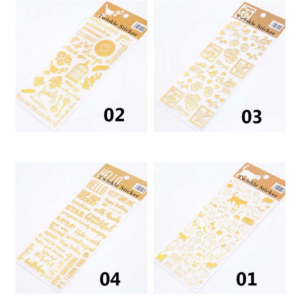 Rebuy Bronzing Gold Stiker Kartun Perekat Diri Scrapbooking Hand Akun Harian Dekoratif Alat Tulis Stiker