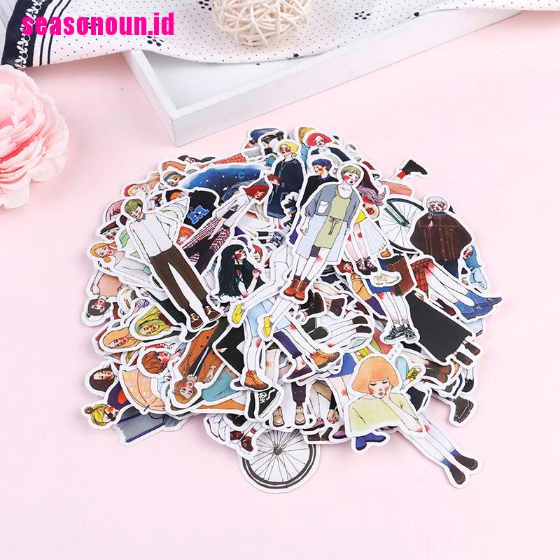 280pcs / Pak Stiker Desain Gadis Cantik Untuk Scrapbook Album diary