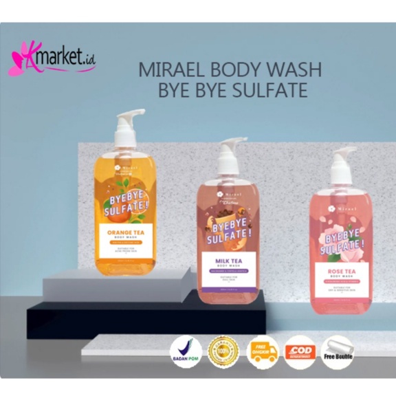 MIRAEL BODY WASH BYE BYE SULFATE [ROSE TEA | MILK TEA | ORANGE TEA]