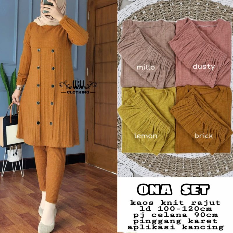 Ona Set // Setelan kaos Rajut wanita dewasa