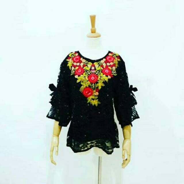 BAJU KONDANGAN WANITA ATASAN BROKAT BRUKAT LACE MEWAH BORDIR MINNIE TOPS