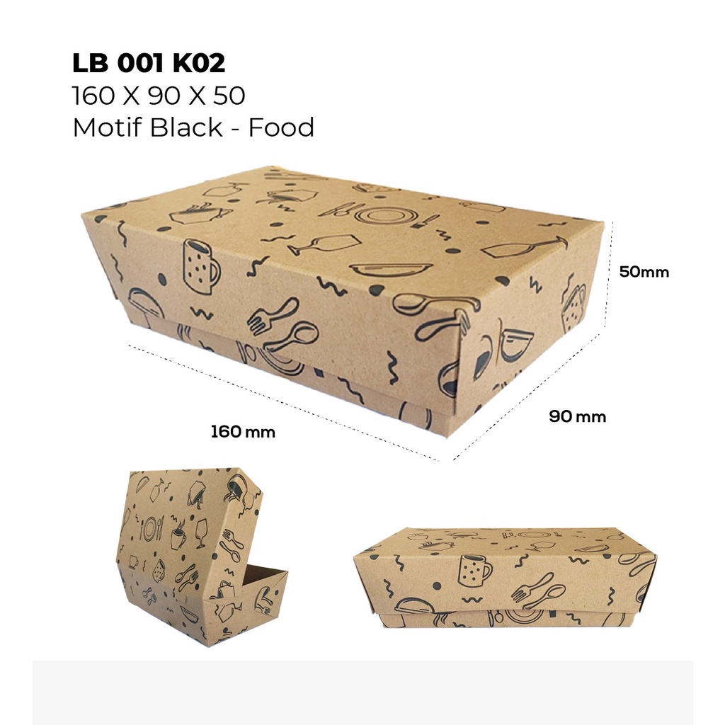 Paper Lunch Box Medium Lunchbox Medium (LB1K224-Laminasi)