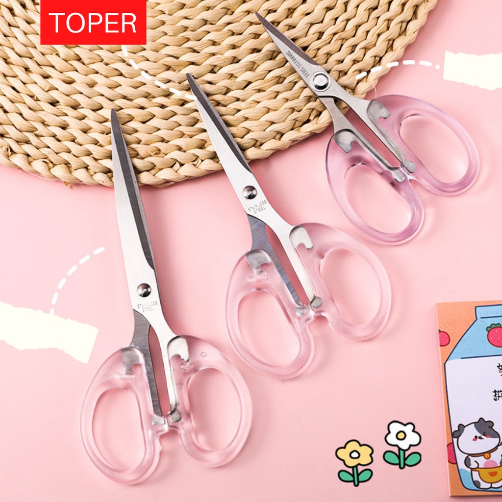 

TOPER Gunting Kertas Transparan Putih Bening Estetik Aesthetic ATK Scissors
