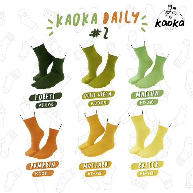 Kaos Kaki Wanita - Kaoka - Bahan Katun Combed - Beragam Warna Polos &amp; Motif