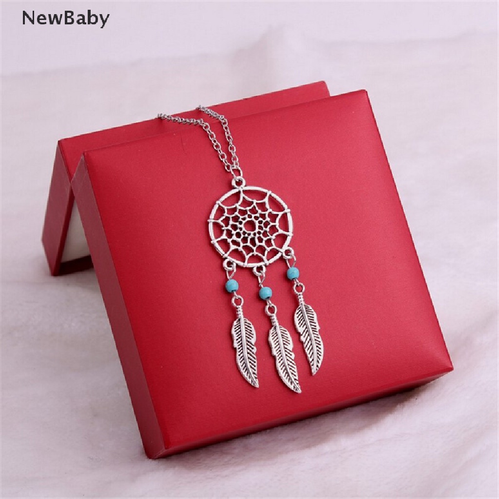 Kalung Rantai Dengan Liontin Dream Catcher Aksen Batu Turquoise Untuk Wanita