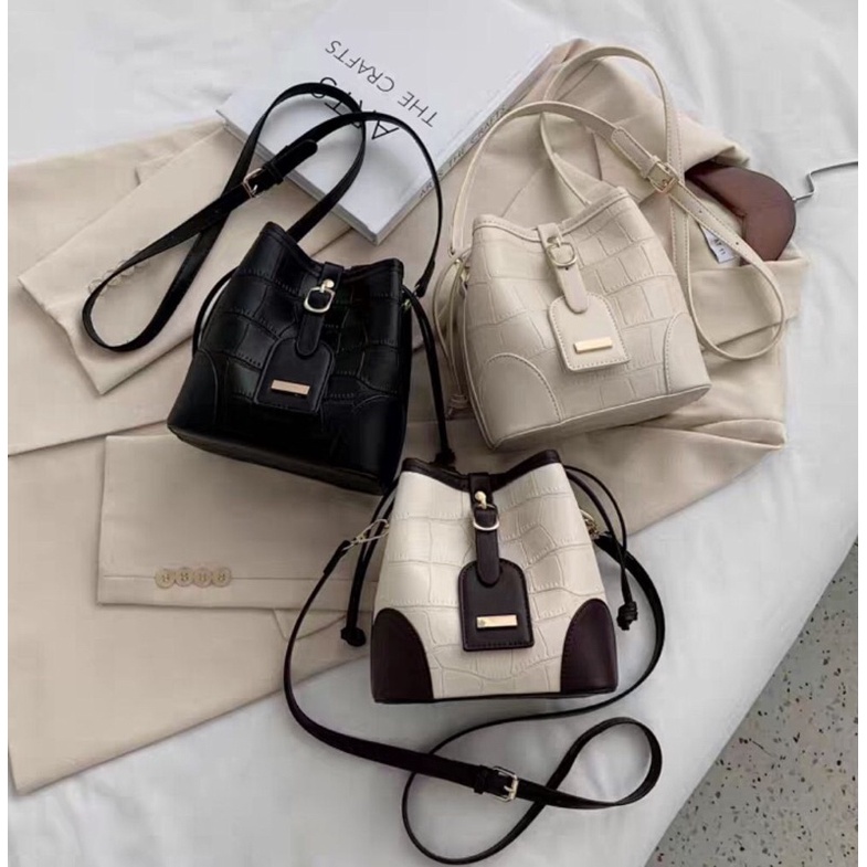 SG7547 syafniegalery bucket bag import tas serut murah selempang mini motif croco 3363 2029