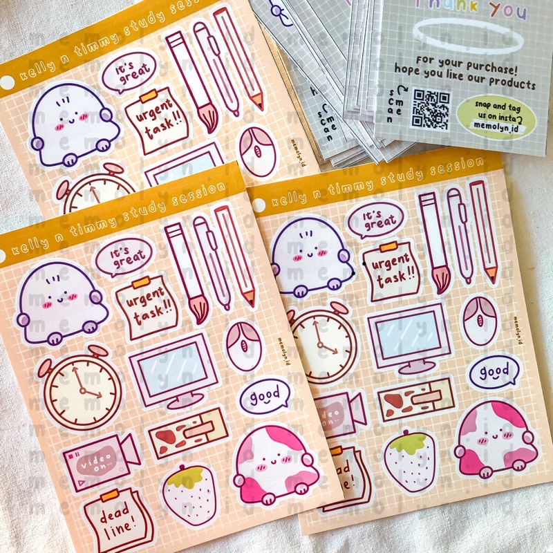 

Kelly n Timmy Study Session Sticker Sheet Dekorasi Bujo Journal