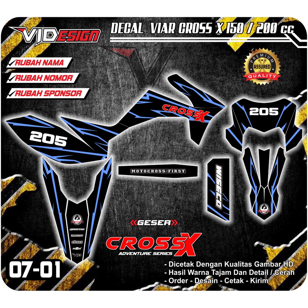 Decal stiker viar cross x 150-200 cc / Sticker striping CROSS