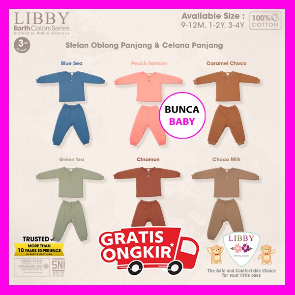 LIBBY Earth Series Setelan Panjang Baju Bayi Libby Laki Laki Perempuan Setelan Baju Bayi Lengan Panj