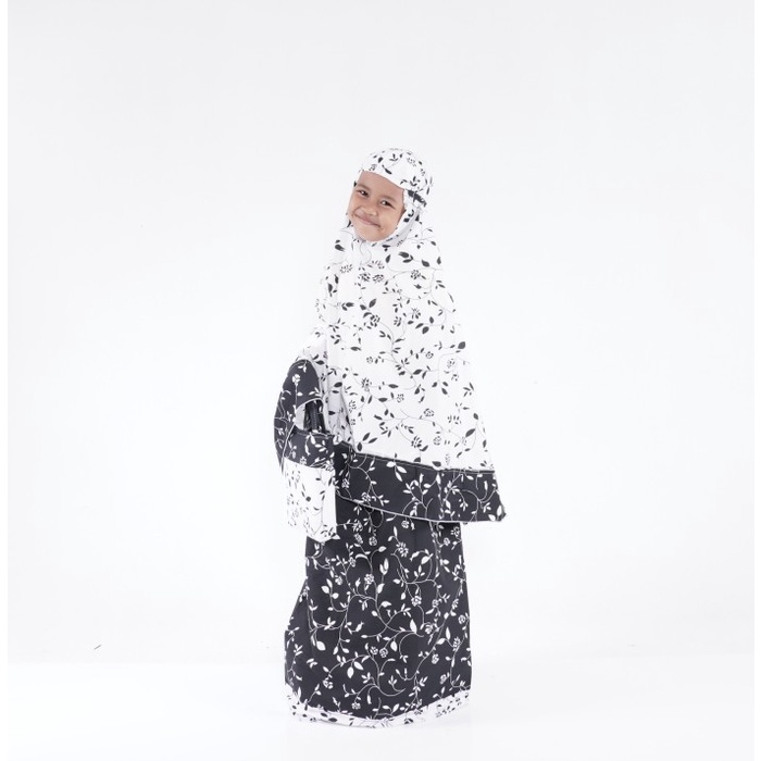 Mukena Anak Promo Mukena katun Jepang anak Hitam Putih(P1Z1) Mukena Anak Katun Mukena Anak Tanggung 