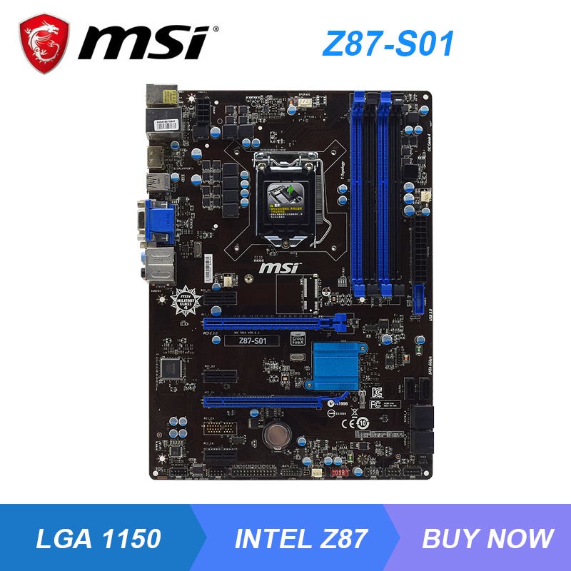 PREORDER MSI Z87-S01 LGA 1150 Intel Z87 Original Desktop Motherboard DDR3 16GB PCI-E X16 VGA DVI HDM