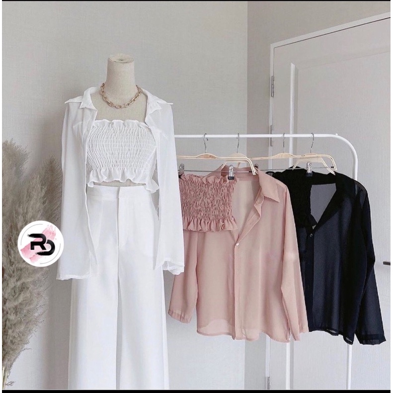 RD FASHION MAPE SET POLOS  / FIBER SET( dapat tanktop dan kemeja)