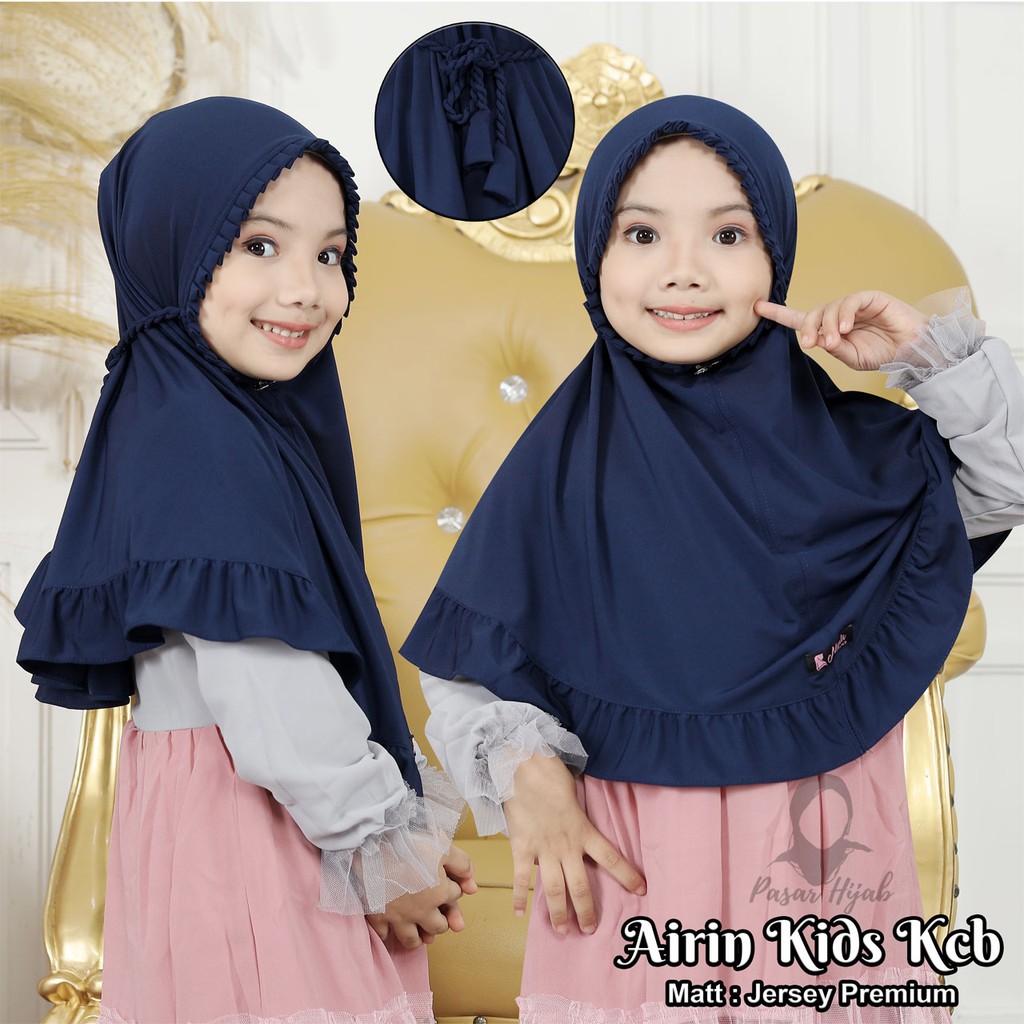 Kerudung Anak Tali Kepang AIRIN KIDS KCB Jilbab Instan Anak Jersey Airis Terbaru Pasar Hija'b